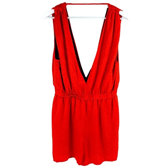 Roseanna Orange Leopard Print Romper 100% Silk Deep V Neck Large EU 40 France - Picture 2 of 8